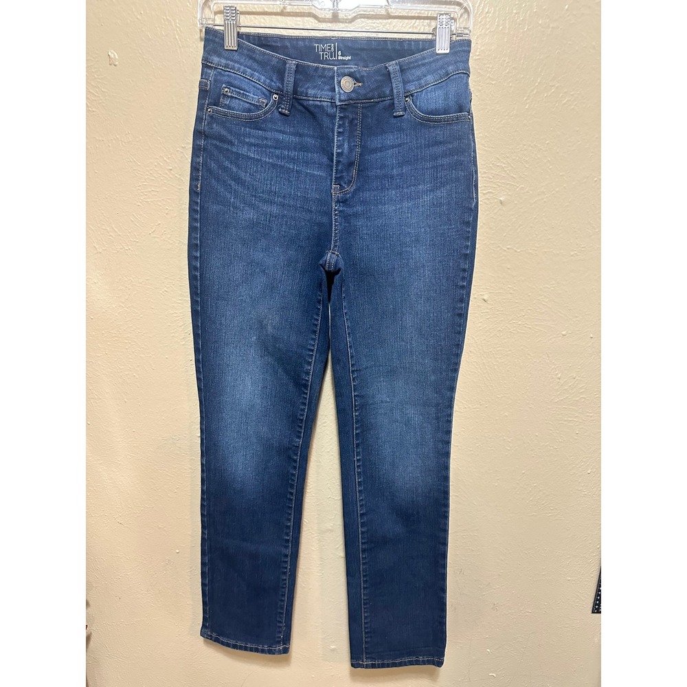 Time and Tru Womens Jeans Size 6‎ Straight Leg Denim Dark Wash Casual Pants